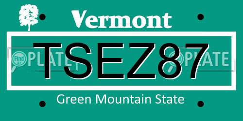 TSEZ87 Vermont License Plate