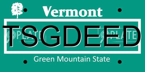 TSGDEED Vermont License Plate