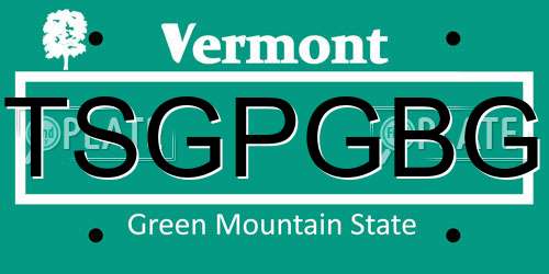 TSGPGBG Vermont License Plate