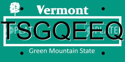 TSGQEEQ Vermont License Plate