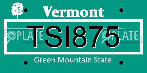 TSI875 Vermont License Plate