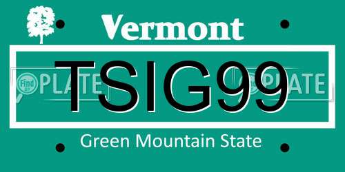 TSIG99 Vermont License Plate