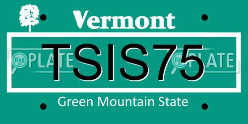 TSIS75 Vermont License Plate