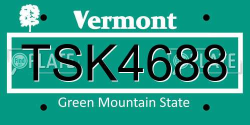 TSK4688 Vermont License Plate