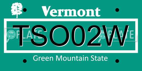 TSO02W Vermont License Plate