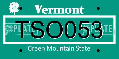 TSO053 Vermont License Plate