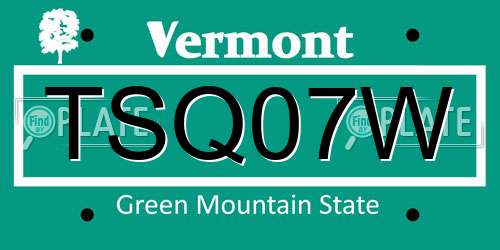 TSQ07W Vermont License Plate