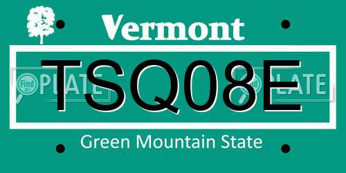 TSQ08E Vermont License Plate