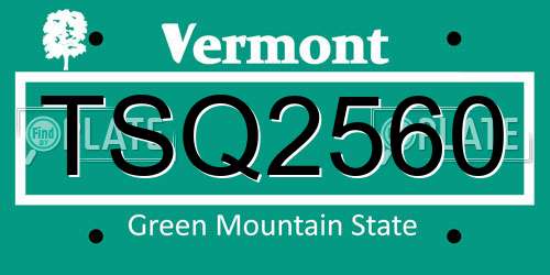 TSQ2560 Vermont License Plate