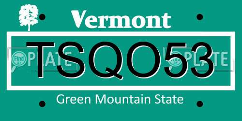TSQO53 Vermont License Plate