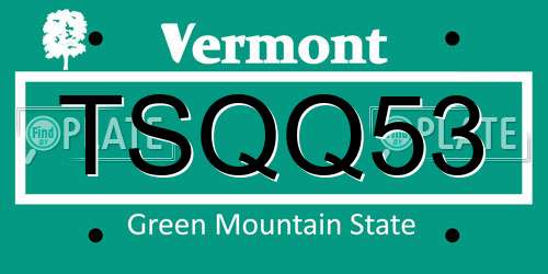 TSQQ53 Vermont License Plate