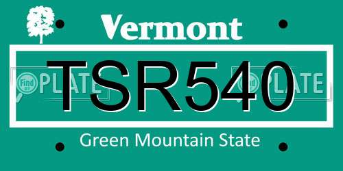 TSR540 Vermont License Plate