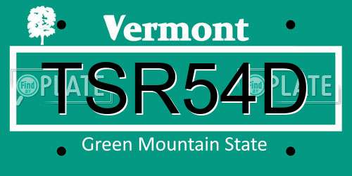 TSR54D Vermont License Plate
