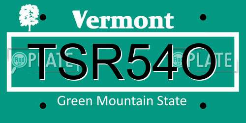 TSR54O Vermont License Plate