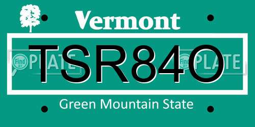 TSR84O Vermont License Plate