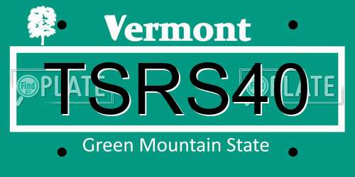 TSRS40 Vermont License Plate