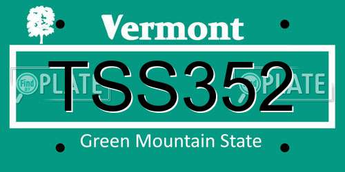 TSS352 Vermont License Plate