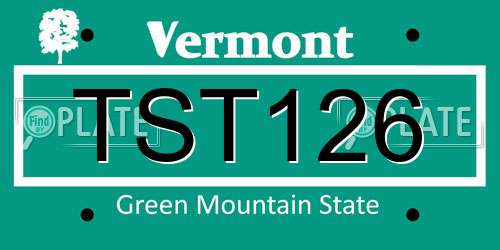 TST126 Vermont License Plate