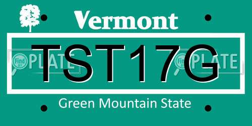 TST17G Vermont License Plate