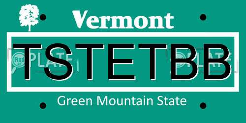 TSTETBB Vermont License Plate