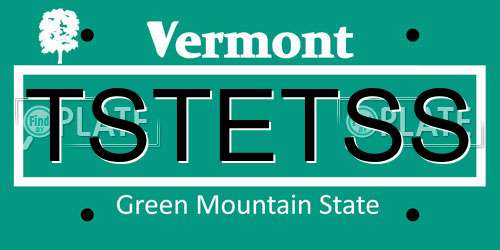 TSTETSS Vermont License Plate
