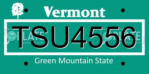 TSU4556 Vermont License Plate