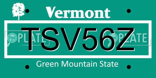 TSV56Z Vermont License Plate