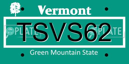 TSVS62 Vermont License Plate