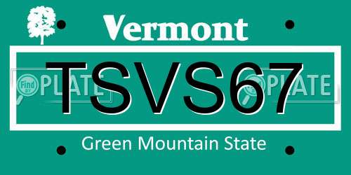 TSVS67 Vermont License Plate