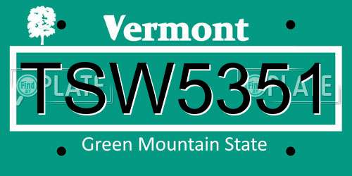 TSW5351 Vermont License Plate