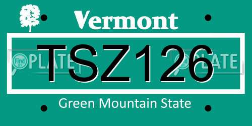 TSZ126 Vermont License Plate