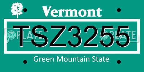 TSZ3255 Vermont License Plate