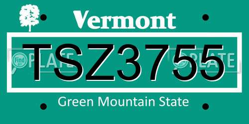 TSZ3755 Vermont License Plate