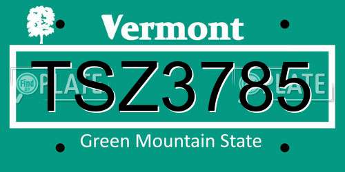 TSZ3785 Vermont License Plate