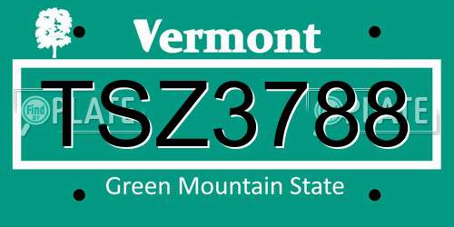 TSZ3788 Vermont License Plate