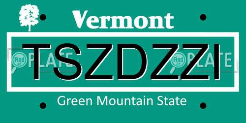 TSZDZZI Vermont License Plate