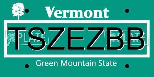 TSZEZBB Vermont License Plate