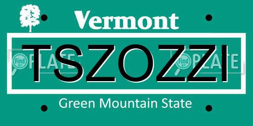 TSZOZZI Vermont License Plate