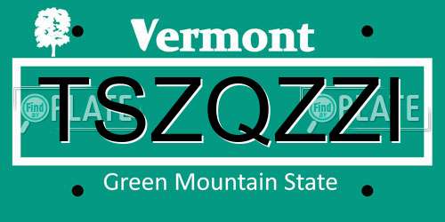 TSZQZZI Vermont License Plate