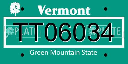 TT06034 Vermont License Plate