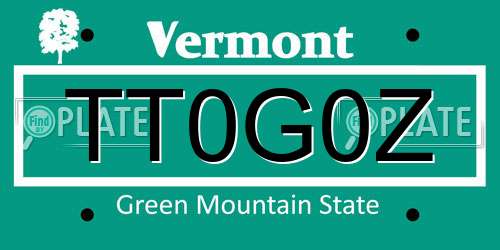 TT0G0Z Vermont License Plate