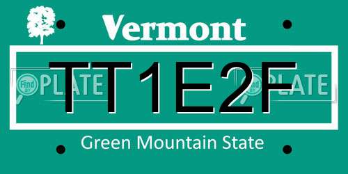 TT1E2F Vermont License Plate