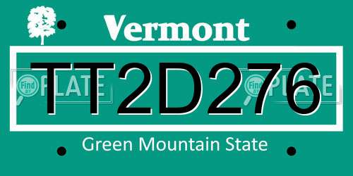 TT2D276 Vermont License Plate