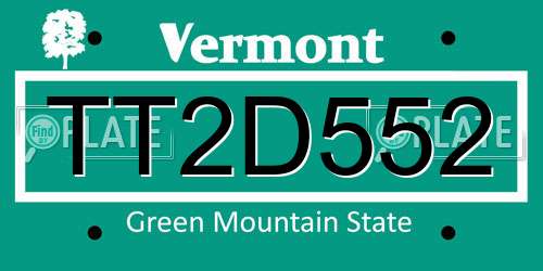 TT2D552 Vermont License Plate