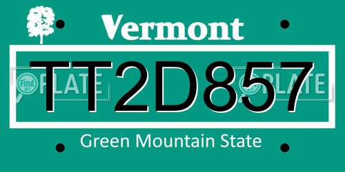 TT2D857 Vermont License Plate