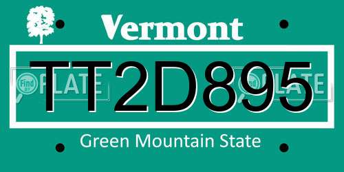 TT2D895 Vermont License Plate