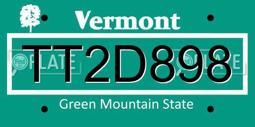 TT2D898 Vermont License Plate