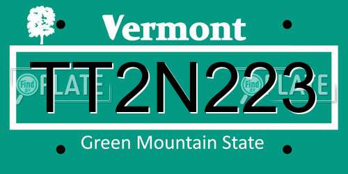 TT2N223 Vermont License Plate