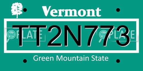 TT2N773 Vermont License Plate