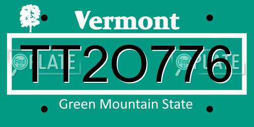 TT2O776 Vermont License Plate